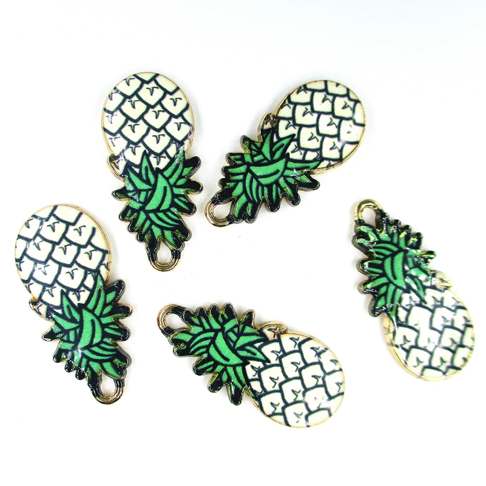 10 шт./лот подвески из эмалированного сплава в виде ананаса для изготовления