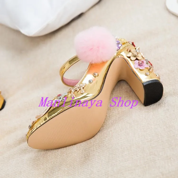 Patent Leather String Bead Spikes Women Shoes Mirror Skin Round Toe High Heels Classic Ladies Pumps Runway Show Watch Mary Janes | Обувь