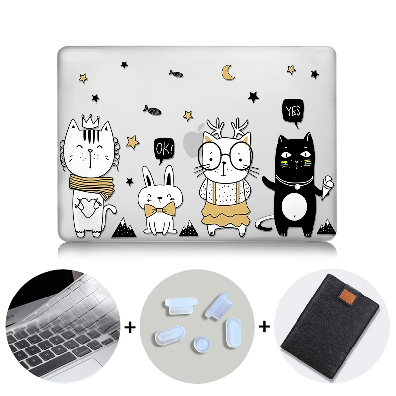 MTT милый мультяшный чехол для macbook air Pro retina 11 12 13 15 Touch Bar Кристальный жесткий чехол для macbook air 13 дюймов чехол для ноутбука - Цвет: MB01