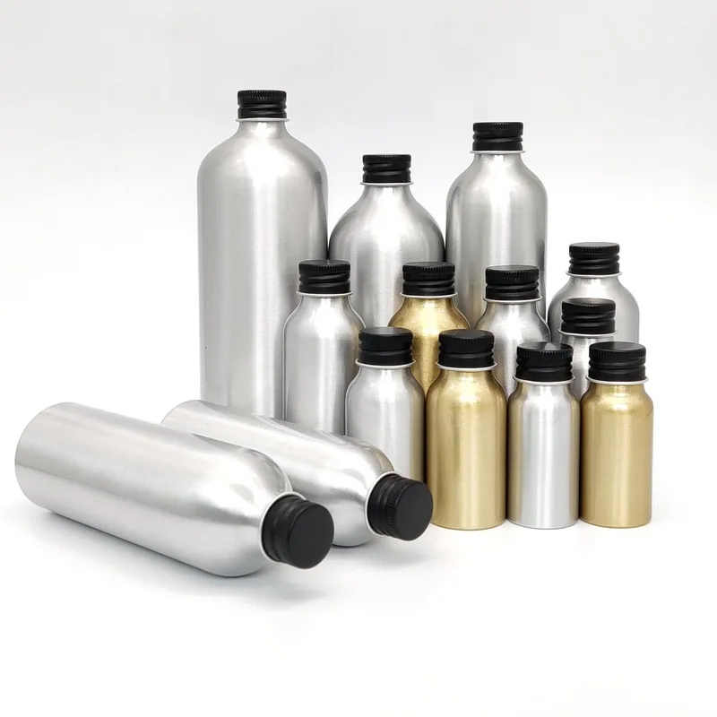 

Алюминиевая бутылка, Лидер продаж, дорожные пустые косметические контейнеры Lucifugal, 1 шт., 30-500 мл, алюминиевая винтовая крышка, телесный свет