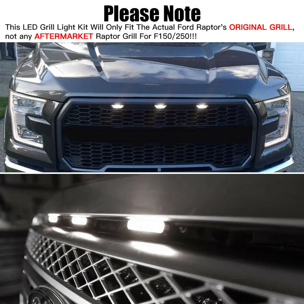 

Parts Grill Grille Lights Replacement White 3X For Ford F150 Raptor 10-18