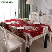 luxury chenille tablecloth embroidered rectangular table cloth for weding banquet jacquard table cover for home decoration