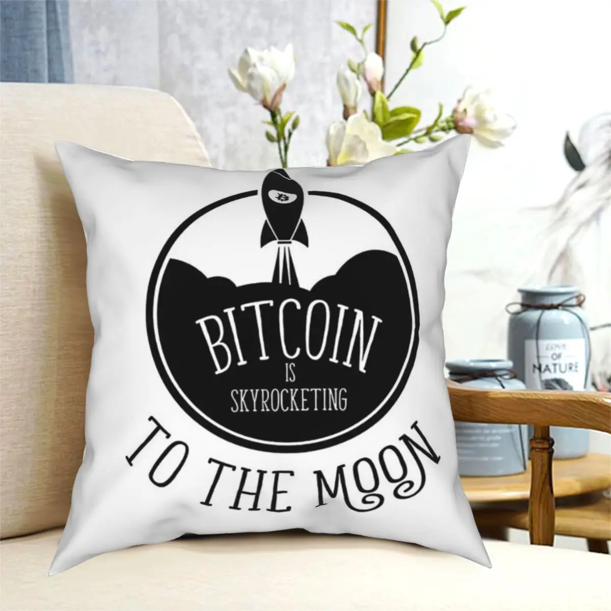 

Virtual currency Bitcoin To The Moon Throw Pillow Cushion Cover Decorative Pillowcases Case Home Sofa Cushions 40x40,45x45cm