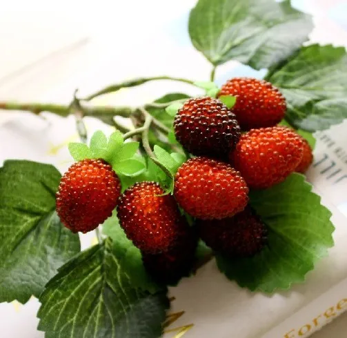 Растение искусственные цветы фрукты украшение весло для фруктов дикая клубника