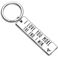 trendy couple titanium key chains engraved i love you more the end i win key ring women boyfriend men love jewelry gift