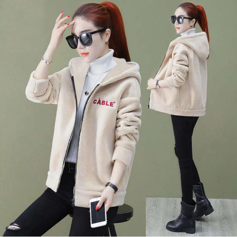 Новое пальто из овечьей шерсти Женское зимнее темпераментное теплое пушистое с