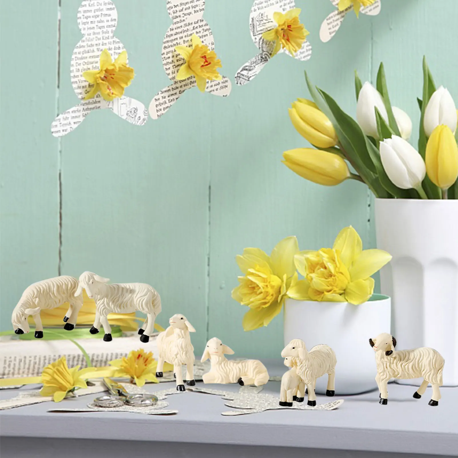 

Mini Lamb Statue Resin Crafts Fashion Animal Sculpture Decoration Home Office Desktop Decoration Gift