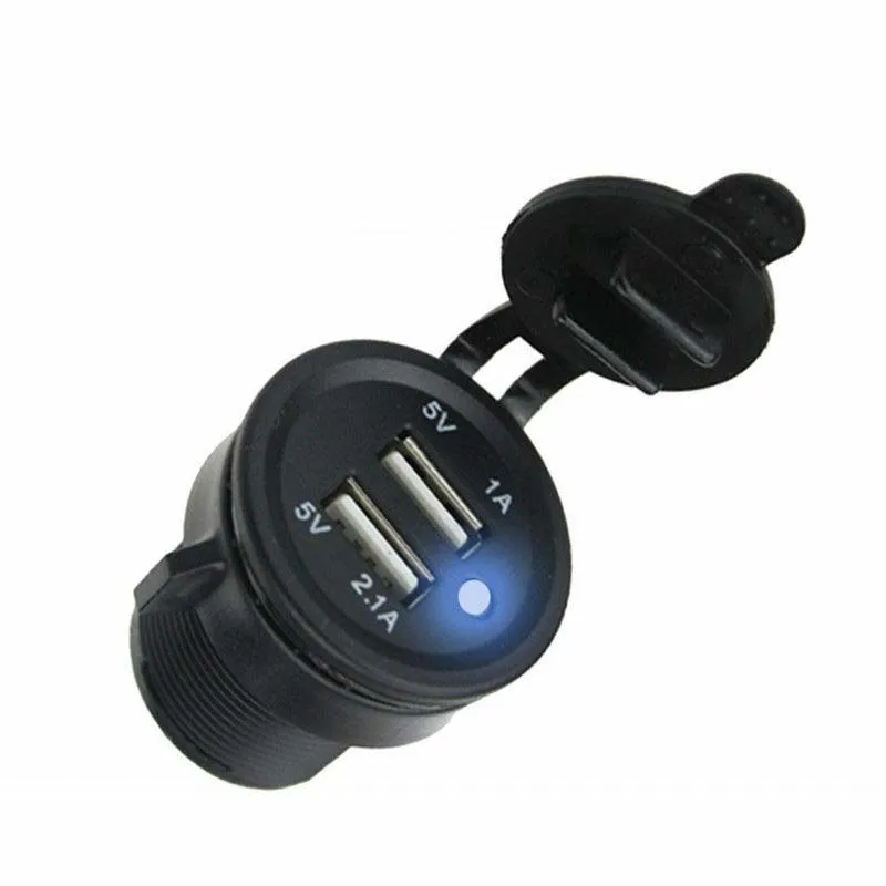 Cigarette Lighter Socket Splitter 12V-24V 2 Port USB Car Charger with Led Light Power Adapter Motorcycle Usb | Автомобили и