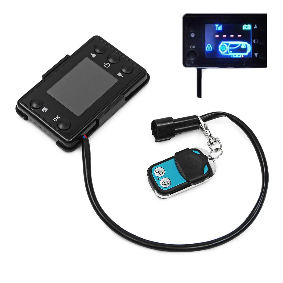 

5KW 12V Aluminum Diesel Air Heater Tank Vent Switch Parking Heating Remote Control LCD Monitor Car Bus Trucks Boat Trailer Bus
