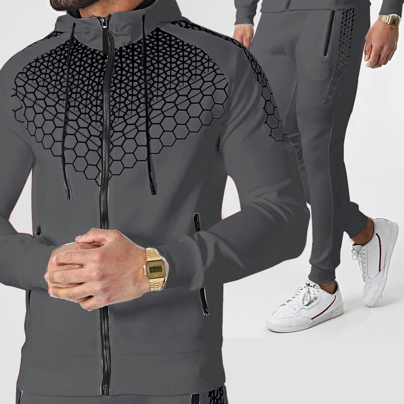 

2 Pieces Sets Tracksuit Men Hooded Sweatshirt+pants Pullover Hoodie Sportwear Suit Casual Men Clothes Size S-3XL