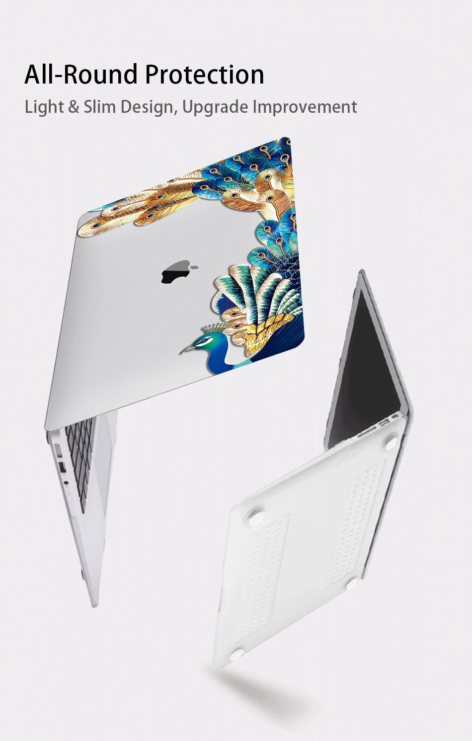 MTT Хрустальный чехол с перьями для Macbook Air Pro retina 11 12 13 15 дюймов с сенсорной панелью с принтом павлина Твердый Чехол 13,3 ''чехол для ноутбука