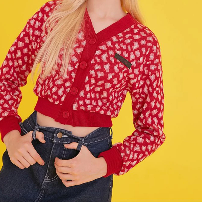 Весенне-осенний Новый вязаный кардиган с принтом в Корейском стиле коллекция 2020