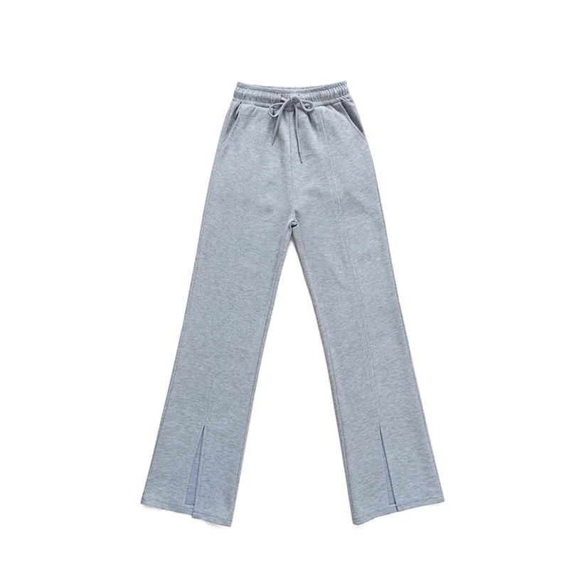 

Women's Pants Spring Summer 2021 New Korean Long Trousers Plain Loose Elastic High Waist Straight Slit Elegant Female Pants