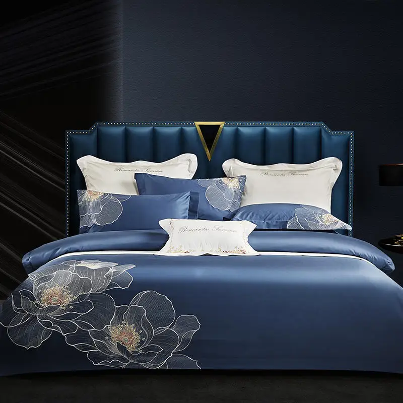 

2022 new style long-staple cotton embroidery four-piece series luxury bedding suit women's home luxury double bed