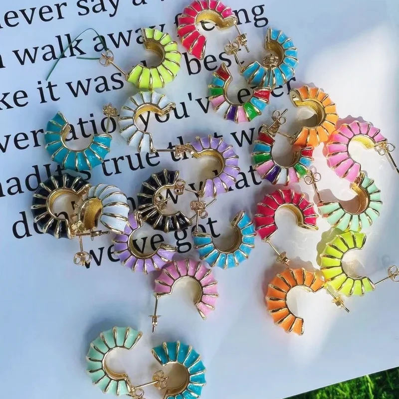 10pair/lot Fashion lovely earring colorful cute shape enamel stud new design women's love cheap wholesale |