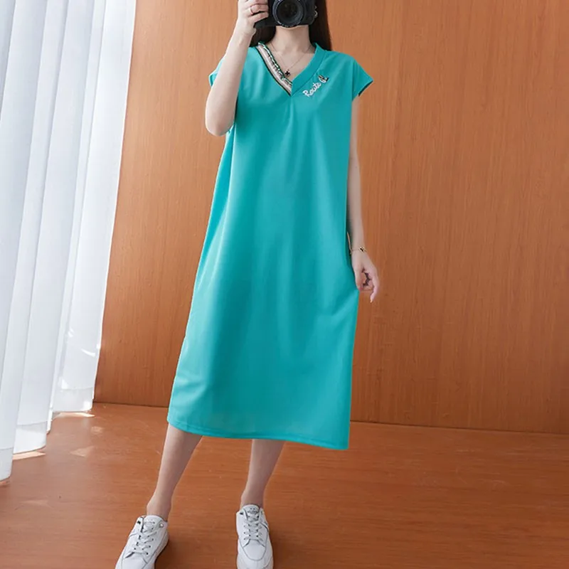 Женское свободное Повседневное платье однотонные длинные платья в простом стиле