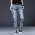 Бренд BROWON, винтажные мужские джинсы, облегающие, слегка тянущиеся, выцветающие, дизайнерские Джинсовые брюки, длинные, повседневная мужская одежда