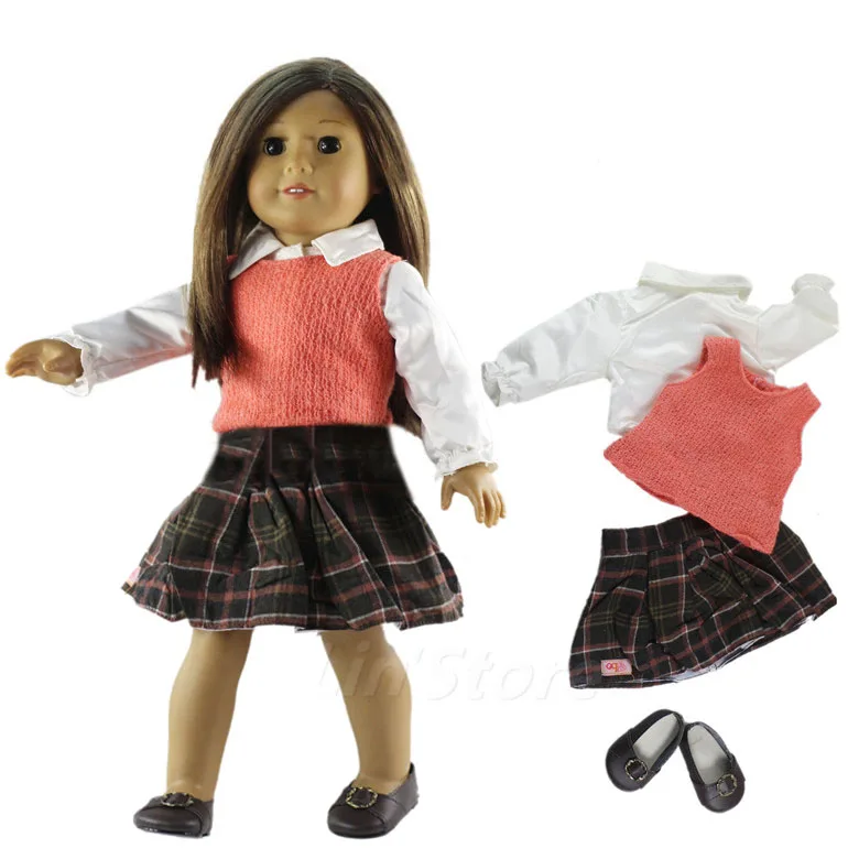 1 Set Doll Clothes Outfit Top+vest+skirt for 18 inch American Many Style Choice | Игрушки и хобби