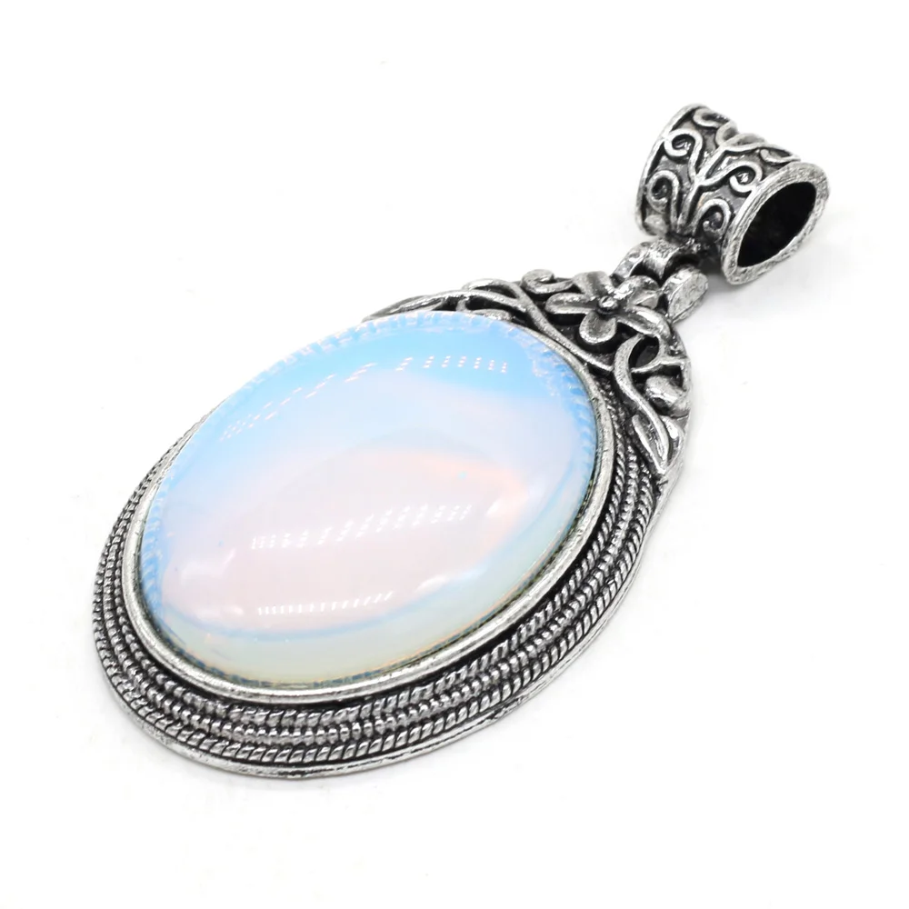 

Natural Stone Pendant Oval Charms Bohemia Style Crystal Striped Agates Pendants for Women DIY Jewelry Making Necklace 40x60mm