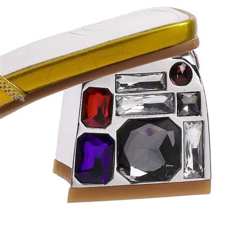 

Women Slippers Mules Crystal Shoes Genuine Leather Shoes Patchwork 2019 New Block High Heels Sexy Green TPR Ladies Party Shoes