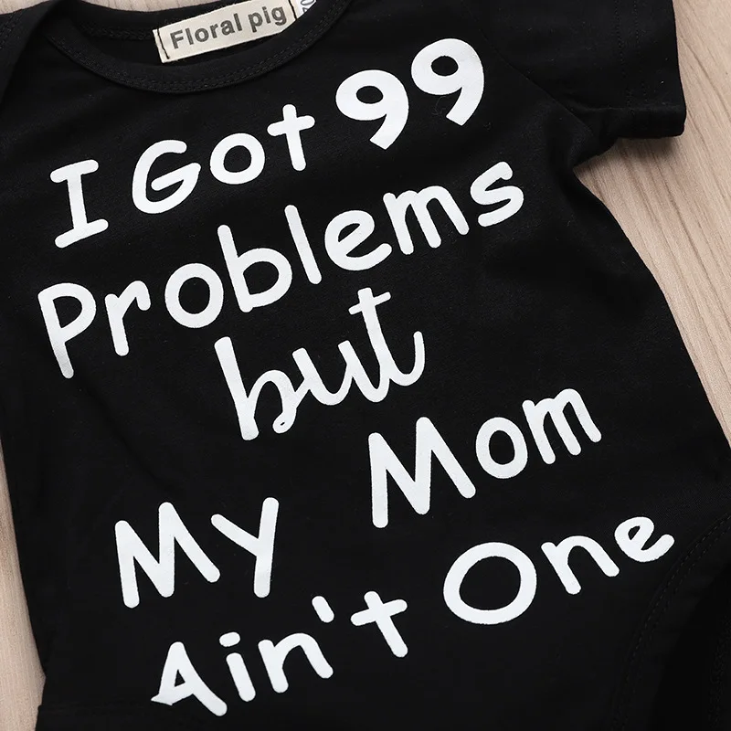 Боди с надписью I Got 99 Problem черный комбинезон для малышей маленькие хлопковые