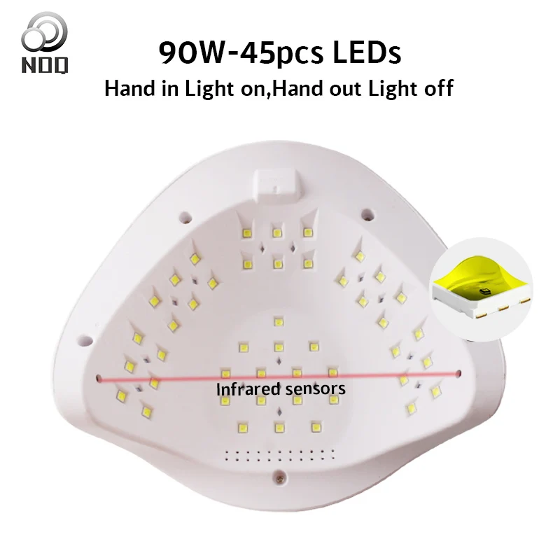 NOQ HL Plus УФ светодиодный светильник для ногтей Max90W Сушилка для ногтей ледяная лампа 45 шариков для маникюрного аппарата сушка гель-лака 4 цвета