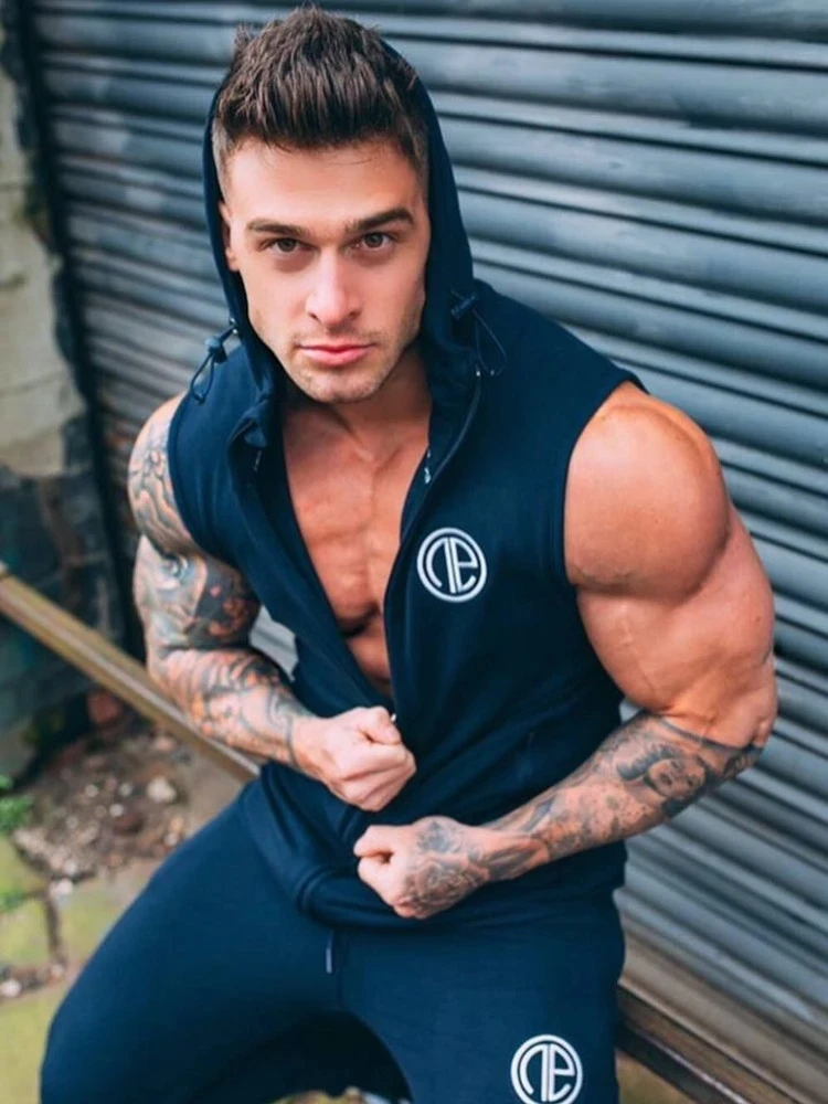 

253# New Mens Gyms Hoodie Singlets Sweatshirts sleeveless