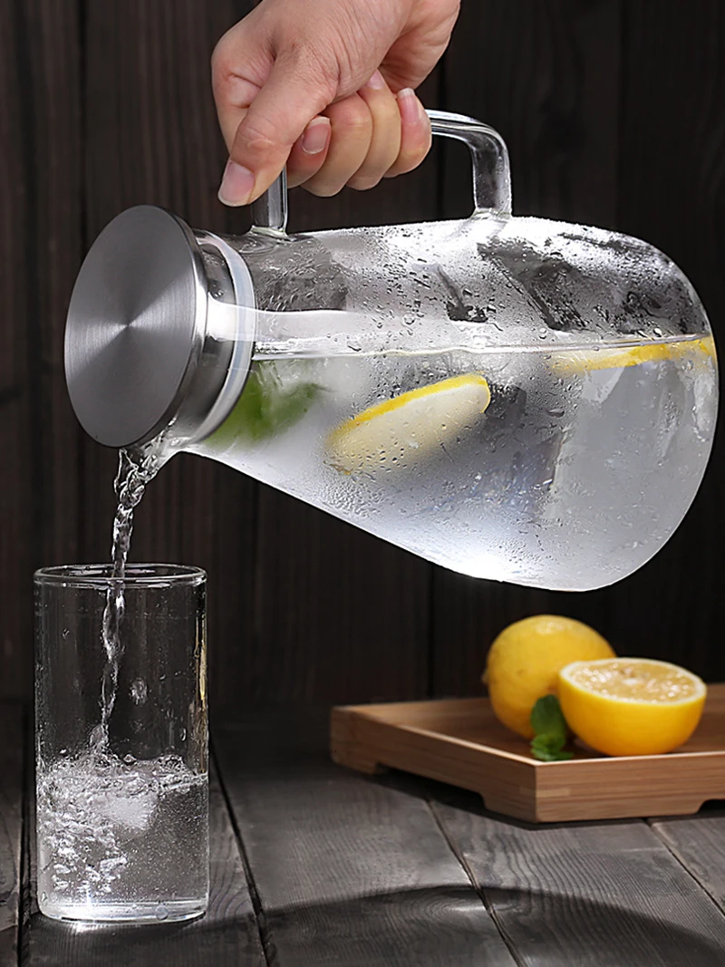 1.5L/1.8L/2L нагреваемый стеклянный чайник для воды Cha чайник с фильтром из нержавеющей стали крышка фруктового сока лимонад кувшин посуда для напитков