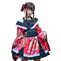 womens lolita dress kimono yukata anime costume japanese kimono traditional print vintage original tradition silk yukata robe