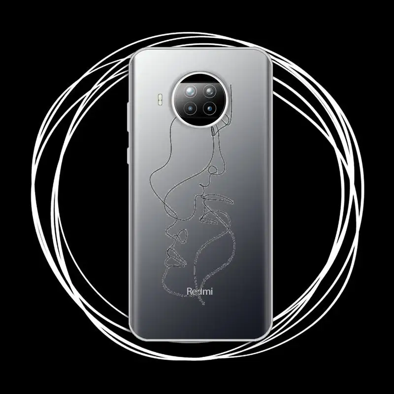 

Funny Abstract Women Face Line Phone Case Transparent for Xiaomi Redmi note 10 t 8 9 pro lite 11