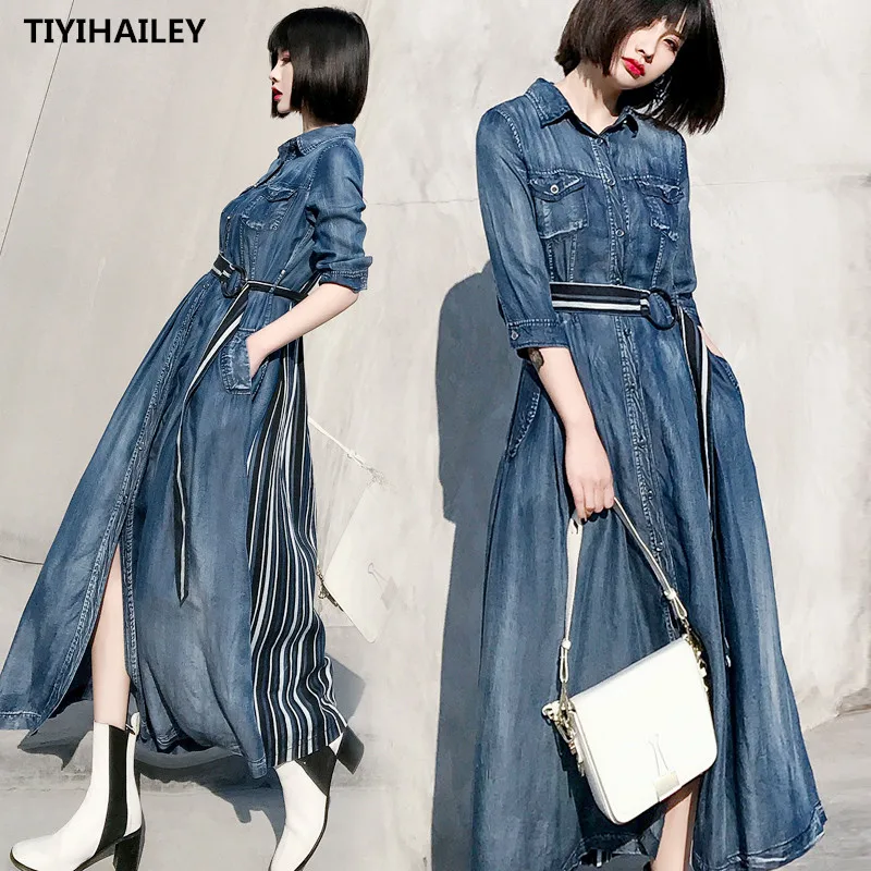 Женское платье макси TIYIHAILEY летнее цельное в стиле пэчворк размера плюс с длинным