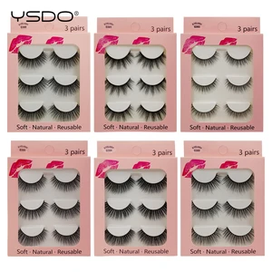 Накладные ресницы YSDO 3d для наращивания, 3 пары объемных ресниц из норки для макияжа, натуральные длинные накладные ресницы