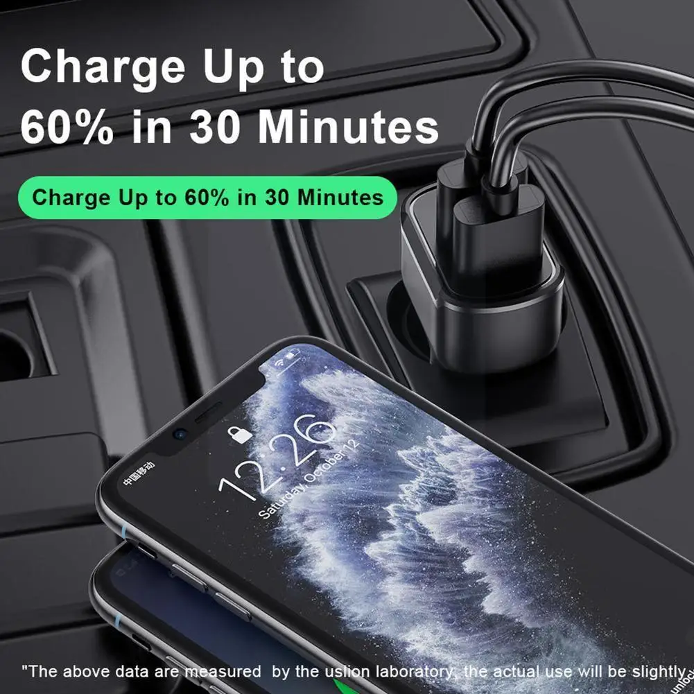 

Dual Usb Pd Type-c Car Charger 30w Fast Charge Adapter 20 Max 11 Charger 12 Accessories Mate40 Auto Pro Interior For Iphone Y2S0