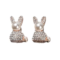 rhinestone diamond pearl rabbit alloy accessories for diy handmade hair mobile beauty cases keychain necklace key ring jewelry