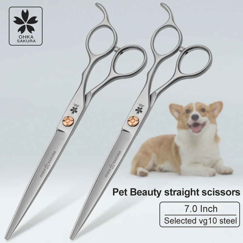 Cherry professional pet beauty scissors domestic vg10 duck egg hole handle comprehensive 7.0 direct shear pet shop