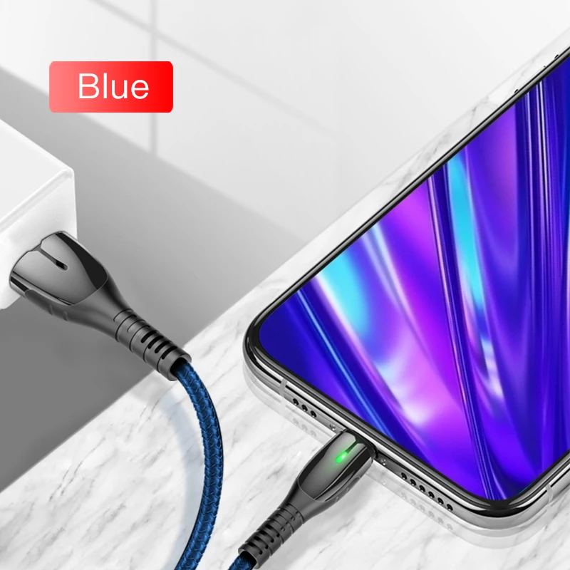 Yesido 2.4A светодиодное освещение Micro USB кабель для huawei mate samsung Xiaomi LG быстрое зарядное устройство Android Дата-кабель USB телефонный шнур - Цвет: Blue