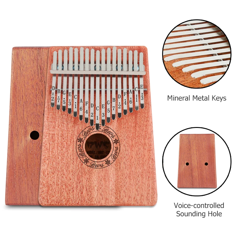 Высокое качество калимба 17 клавишный большой палец пианино корпус из красного