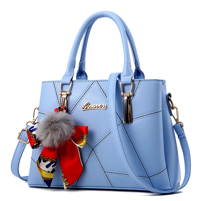 

New Handbag Women Beading Pendant Handbag Ladies Embossed Shoulder Bag Ladies Messenger Bag Hairball Bags High Quality Bag