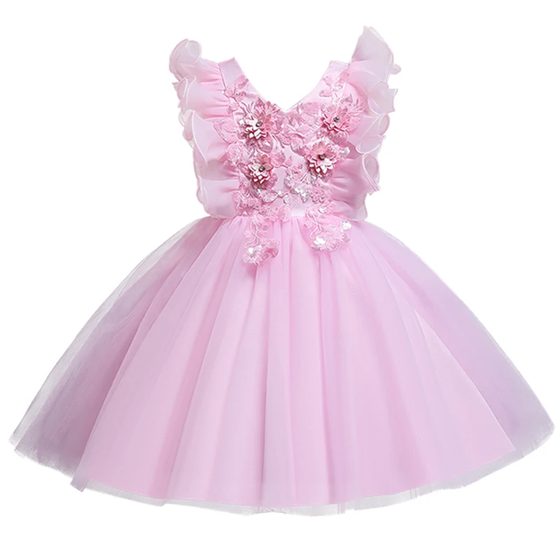 Flower Vintage Embroidery Baby Girls Dress 2022 New Summer Tutu Party Elegant Wear Princess Kids Vestido | Детская одежда и обувь