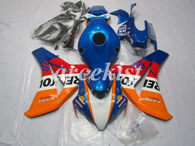 red blue repsol ABS(литьевая форма) Мотоцикл Обтекатели комплект кузова набор подходит для Honda CBR1000RR 2008 2009 2010 2011 красный яркий - Цвет: red blue repsol