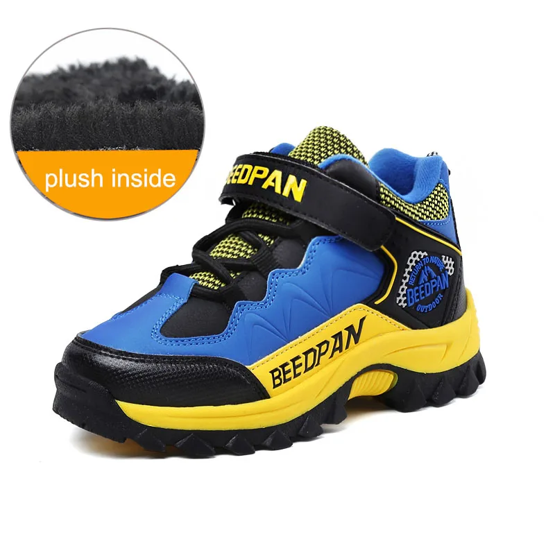 Теплые детские туристические ботинки с плюшевым покрытием зимняя обувь для