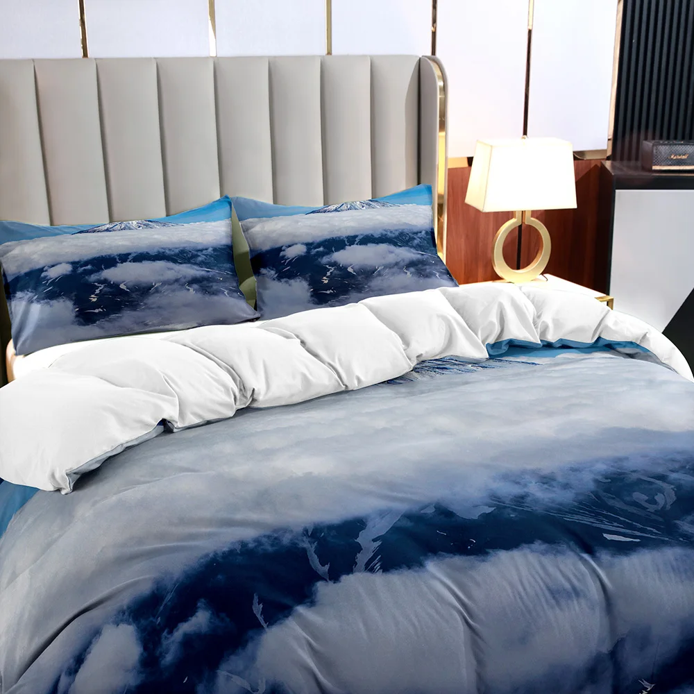 Натуральная тема снег горы пододеяльник с облаком рисунок гор одеяло покрывала