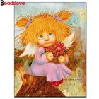 Алмазная 5d картина с изображением российского ангела, полноразмерная квадратная круглая Алмазная вышивка, мультяшная милая девочка, Алмазная мозаика, декор для детской комнаты, 2