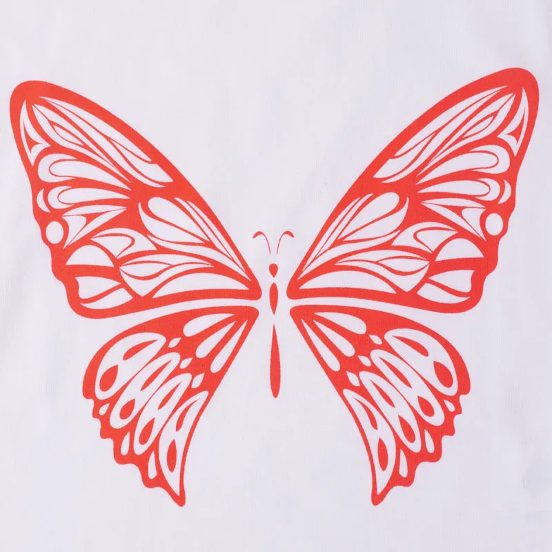 

2021Summer Girl T-shirts Children Girl Short Sleeves Cotton Print Butterfly White Tees Baby Kids Tops For Girls Clothes 4-12Y