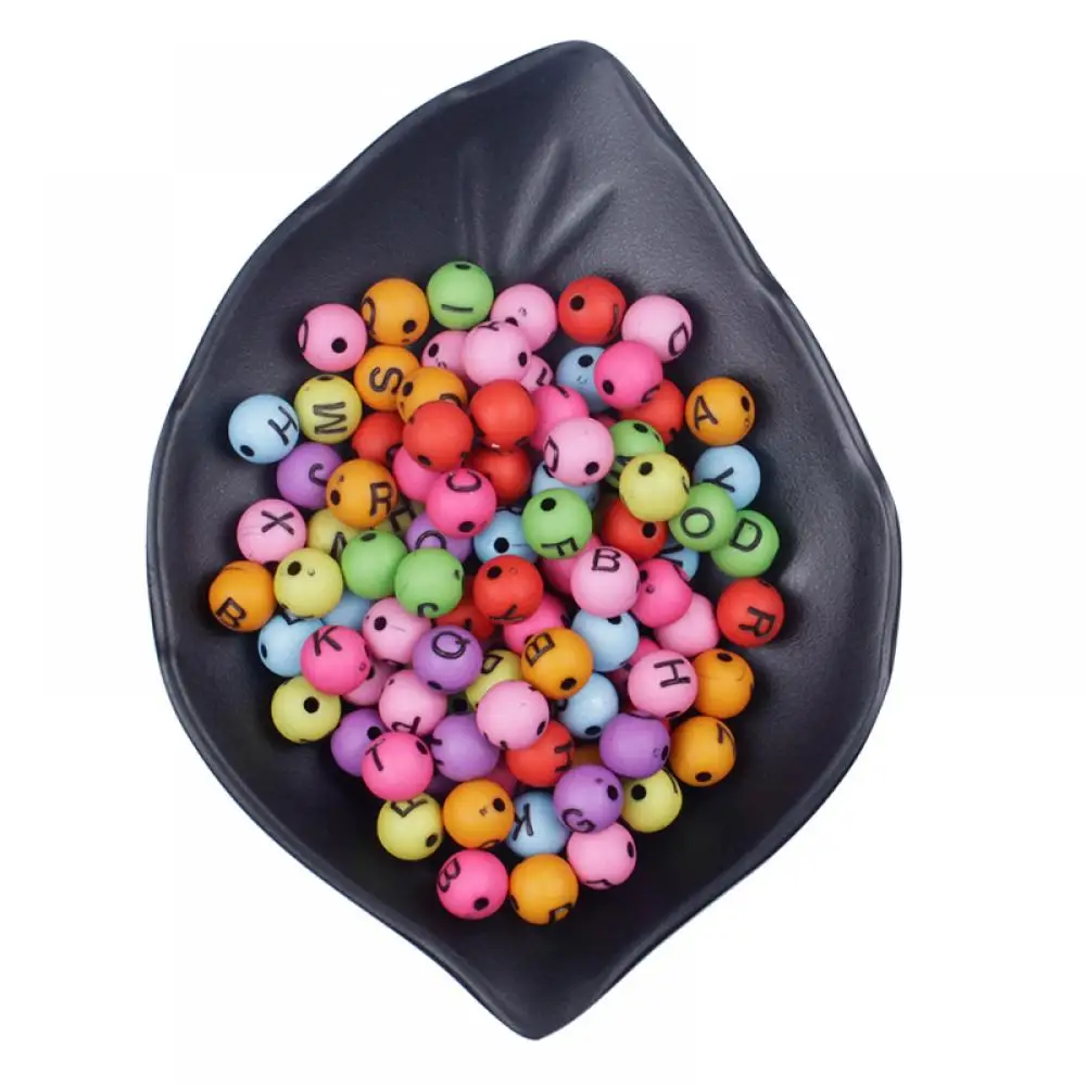 

100Pcs 8mm Mixed Colors Letter Acrylic Beads Round Alphabet Loose Spacer Beads For DIY Jewelry Making Children Necklace Bracelet