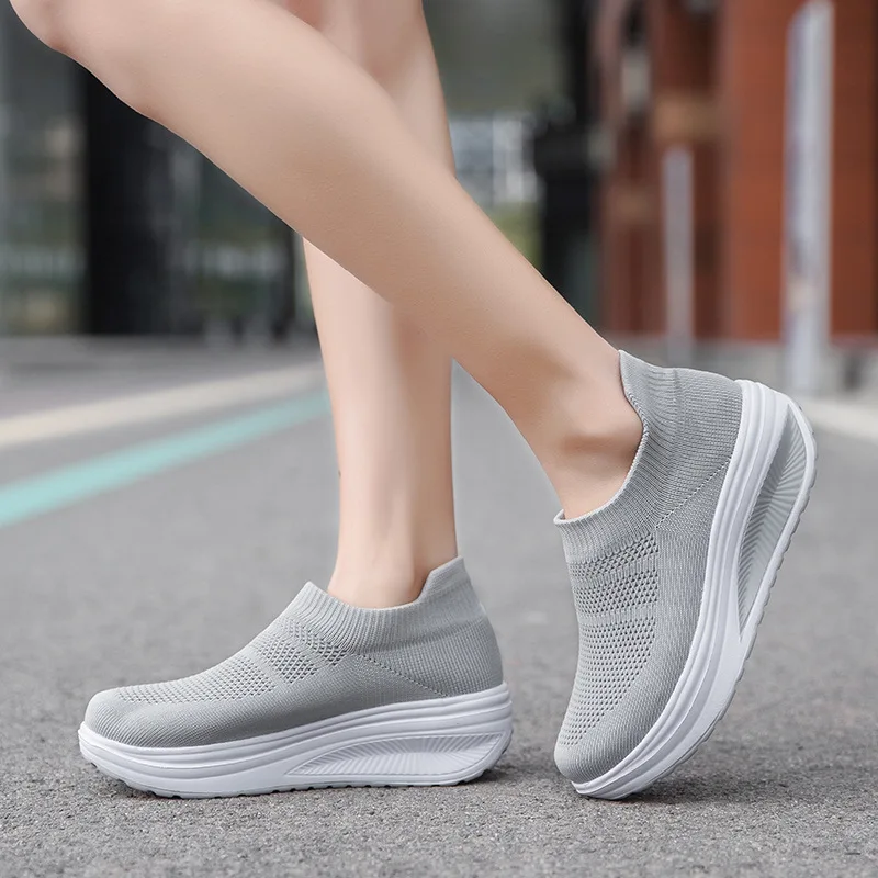 Breathable Plus Size 43 Zapatos De Mujer Shoes for Woman Sneakers 2022 New Stretch Fabric Round Toe Flat Platform Shoes Women