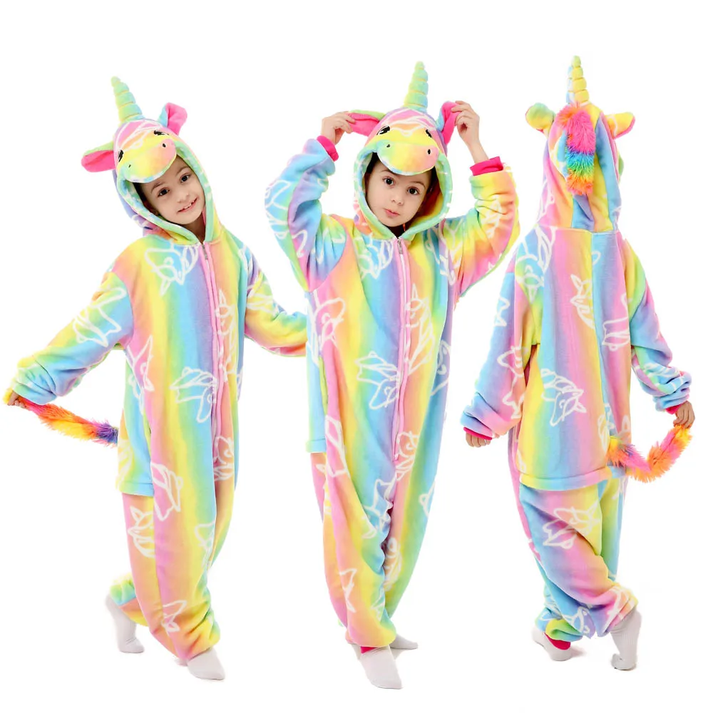 LA44 Одежда для маленьких детей в виде радужного единорога, Пижама Kigurumi для детей «Стич», «панда» для детей рисунок «Hello Kitty» животного, единорог, комбинезоны для девочек - Цвет: LA44