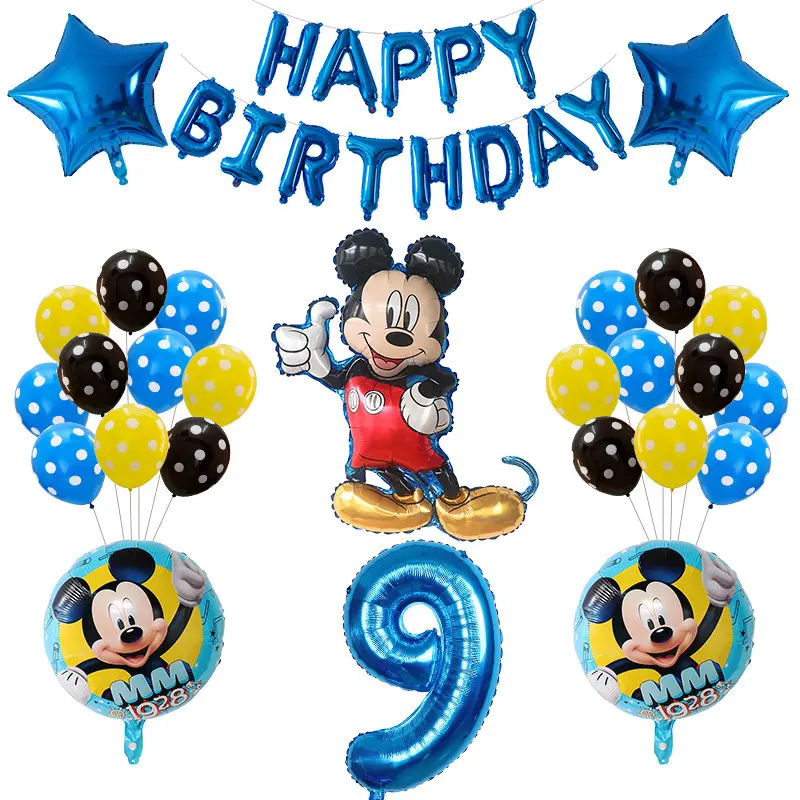

39pcs Cartoon Mickey Minnie Foil Balloons Set 30inch Number Globos Baby Shower Happy Birthday Party Decorations Kids Toys Gift