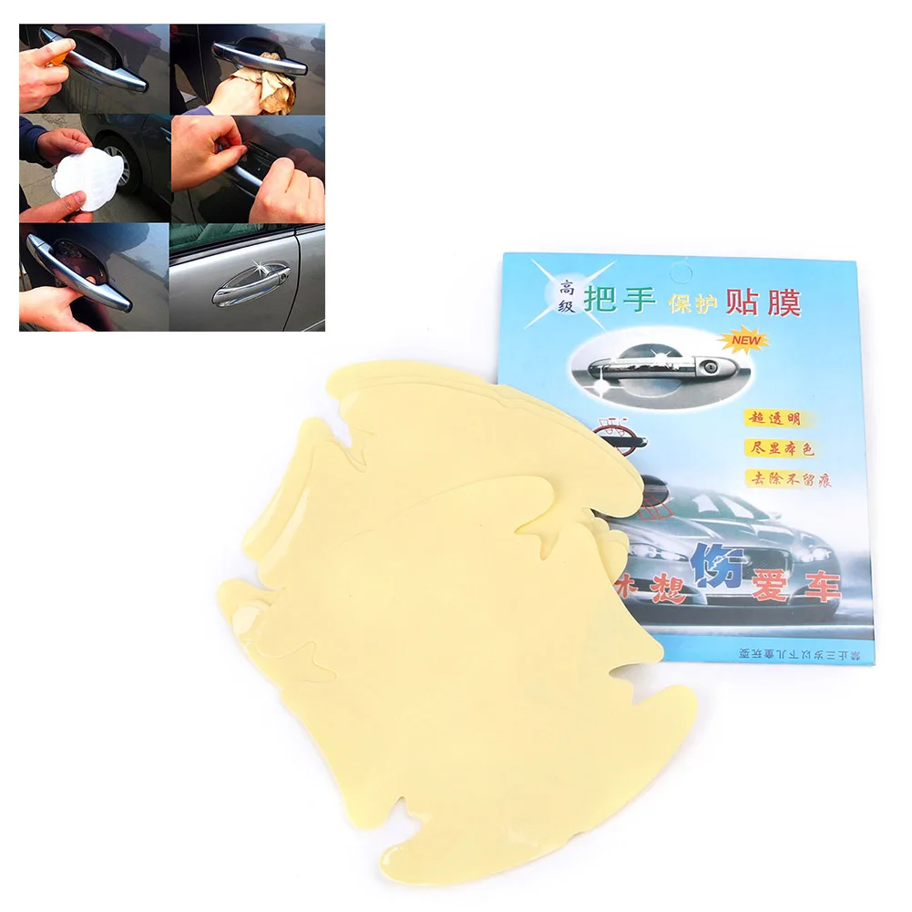 

4pcs/set Car Door Handle Scratch Protector Films Car Accessories PP Protector Film 9.5cm x 8.5cm Universal Decorative Stickers