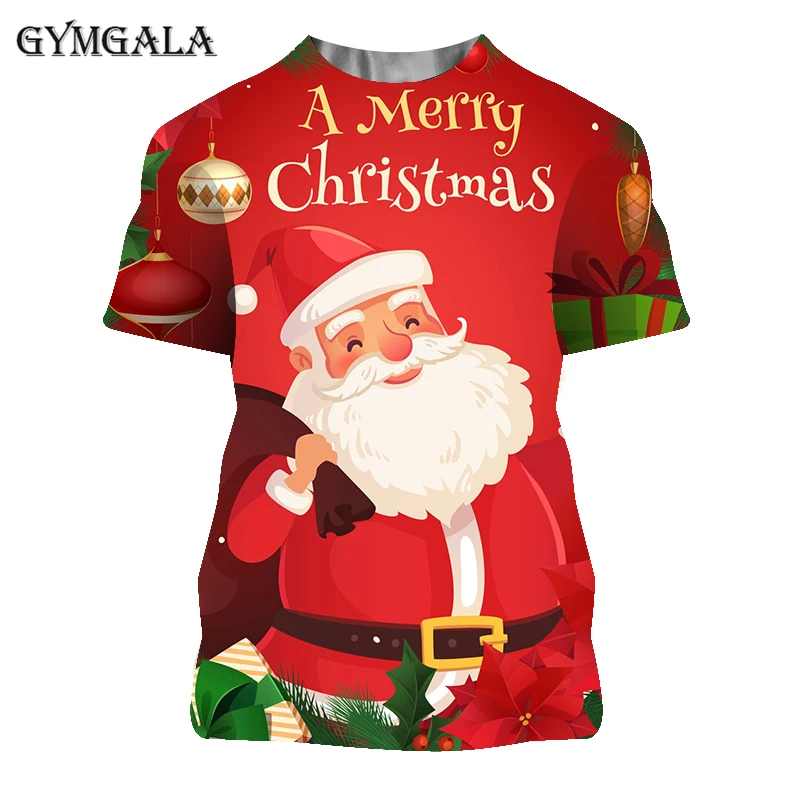 

2021 NEW Santa Claus 3d Tshirt Women Men Casual Short Sleeve Tops Funny Streetwear Clothing Unisex Christmas T shirt Plus Size